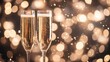 © Bijac - elegant new years eve celebration champagne flutes clinking in foreground bokeh lights and confetti creating festive atmosphere
