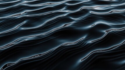 Poster - Abstract image of dark metallic waves with smooth, flowing lines and reflective surfaces, creating a dynamic and futuristic effect.