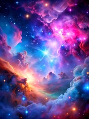 Wall Mural - rinbow nebula clouds in space