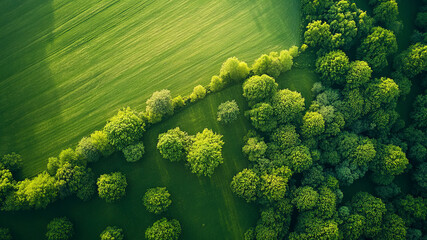 Canvas Print - panoramic view of a green landscape, aerial view of a green landscape, green ecology landscape with trees