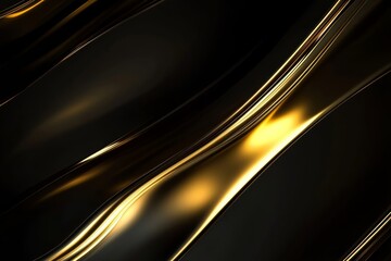 Wall Mural - Abstract Gold Waves on Black Background