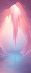 Canvas Print - a pink and blue cave with a long ice sculpture