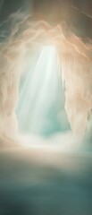 Wall Mural - a cave with a light shining through it