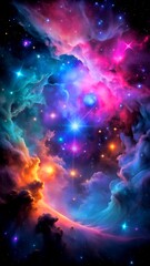 Wall Mural - rinbow nebula clouds in space