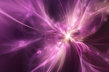 Wall Mural - Abstract violet background featuring a fractal explosion star with glossy effects and dynamic lines