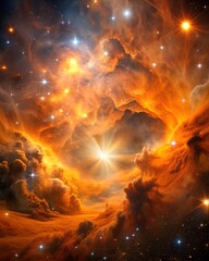 Wall Mural - orenge light gold nebula