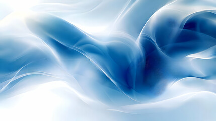 Wall Mural - Abstract Blue and White Flowing Waves Background Design