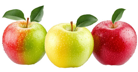 Wall Mural - colorful apples, red green and yellow fruit, isolated on white background, clipping path, full depth of field