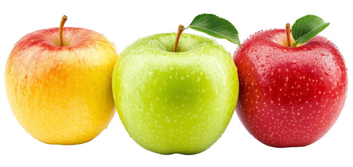 Wall Mural - colorful apples, red green and yellow fruit, isolated on white background, clipping path, full depth of field