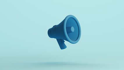 Canvas Print - Blue megaphone loudspeaker speaker horn communication monochrome social justice protest pale blue background