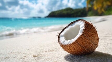 Wall Mural - Coconut on a Tropical Beach