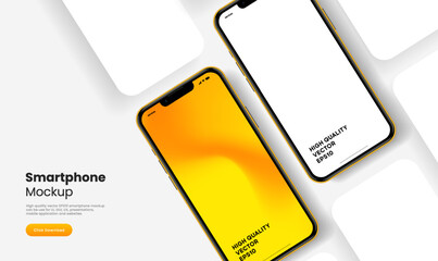 Poster - realistic smartphone mockup. mobile phone vector with isolated on white background. device front vie