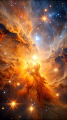 Wall Mural - orenge light gold nebula