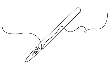 Pen One continuous line drawing vector