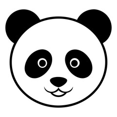 Sticker - Panda Face Icon with Soft Rounded Lines in Black and White Vector Design