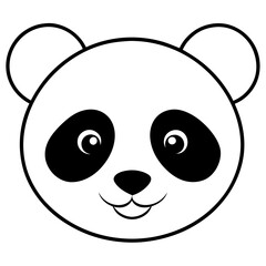 Wall Mural - Panda Face Icon with Soft Rounded Lines in Black and White Vector Design