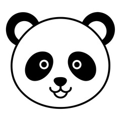 Wall Mural - Panda Face Icon with Soft Rounded Lines in Black and White Vector Design