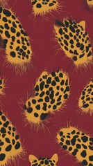 Leopard Skin Spots on Red Background, Abstract Image, Texture, Pattern Background, Wallpaper, Cover and Screen for Smartphone, PC, Laptop, 9:16 and 16:9 Format