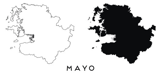 Wall Mural - Mayo map outline and black silhouette vector