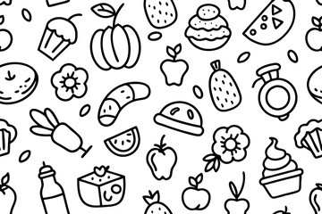 seamless pattern in multi colors food
