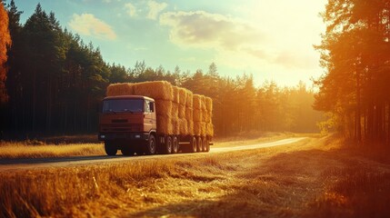 Truck Transporting Haybales