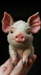 Wall Mural - Adorable Piglet Portrait - Close Up of a Cute Pink Piglet