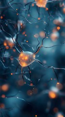 Wall Mural - abstract neuron network: a microscopic view of the nervous system