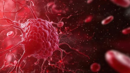 animated lymph node enlarging and turning red, visual representation of cancer progression, lymphoma