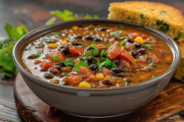 Wall Mural - Black Bean Chili with Cornbread