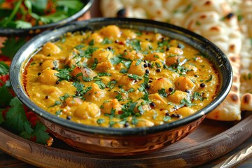 Wall Mural - Delicious Chickpea Curry with Naan Bread