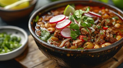 Canvas Print - Mexican Chili Soup with Radishes and Cilantro