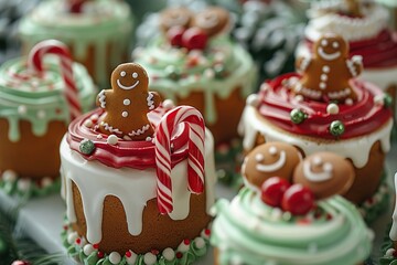 Wall Mural - Christmas Gingerbread Cupcakes