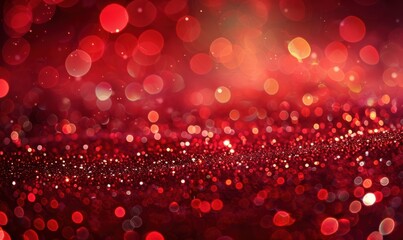 Sticker - A festive red glittery background with twinkling stars, perfect for holiday decorations. Free copy space for text.