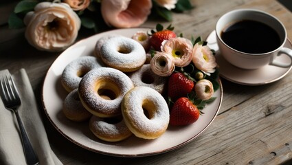 Canvas Print - cup of coffee and cookies