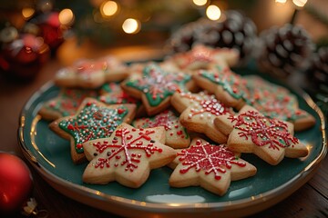 Sticker - Christmas Cookies on Green Plate