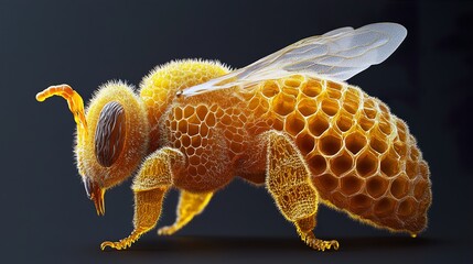 Canvas Print - Honeybee Macro Photography: A Detailed Look at Nature's Masterpiece