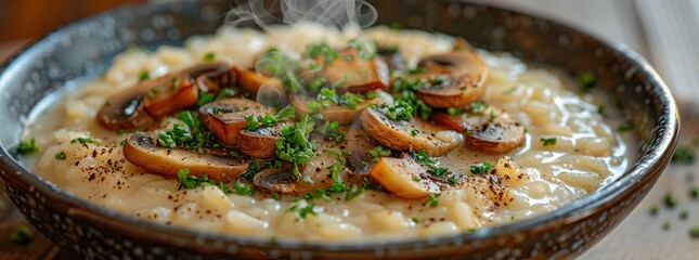 Canvas Print - Mushroom Risotto with Fresh Herbs