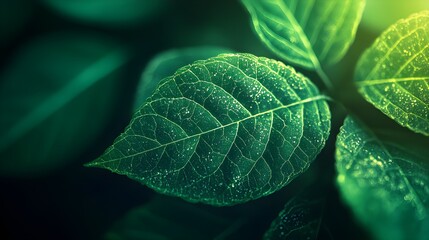 Beautiful Photo of a Single Crisp Green Leaf in Natural Light