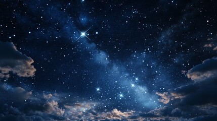 Beautiful Night Sky with Stars and Clouds