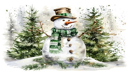 Canvas Print - an adorable snowman