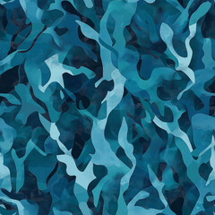 Wall Mural - Shades of teal, blue - seamless pattern with camouflage