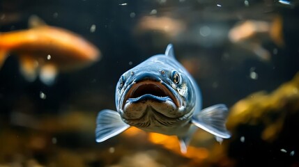  A fish with its mouth widely open