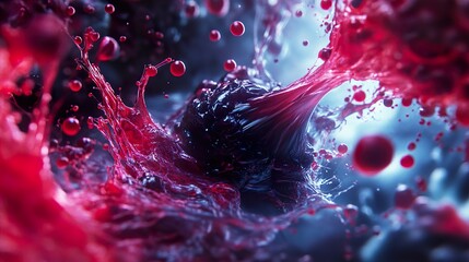 Wall Mural - abstract red liquid splash: a close-up exploration of fluid dynamics