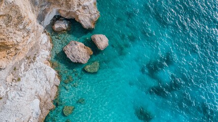 Wall Mural - A body of water accompanied by rocks along its edge