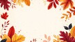 © Elkhan Babayev - Blank autumn invitation card with Thanksgiving background. Flat design fall leaves border frame. Flat fall leaves invitation design template for autumn greeting card fall season background.