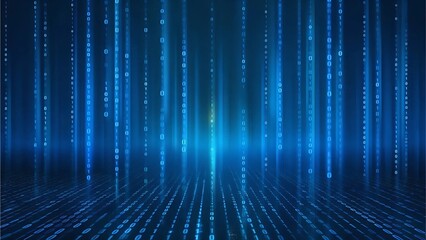 A blue-lit binary code background, showcasing a modern and technological design, Generative AI.