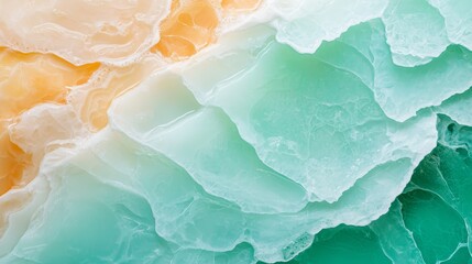 Wall Mural -  A tight shot of a multihued ice wave atop a water-filled expanse