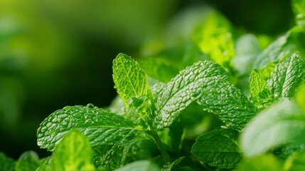  A tight shot of a verdant plant with dew-kissed leaves and indistinct backdrop