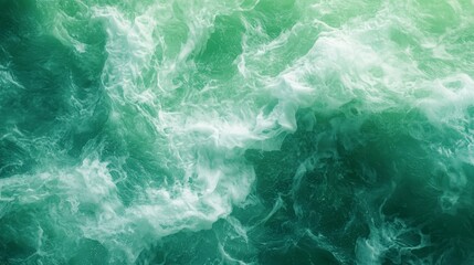 Wall Mural -  A large body of water with green-white swirls and a light blue sky