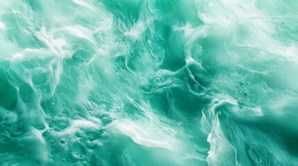 Wall Mural -  A tight shot of a green-white swirl pattern on a large water body's surface